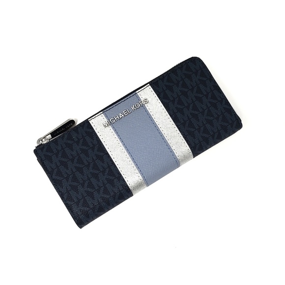 Michael Kors Handbags - ⚠️LAST 1⚠️ Michael Kors Center Stripe Wallet Blue